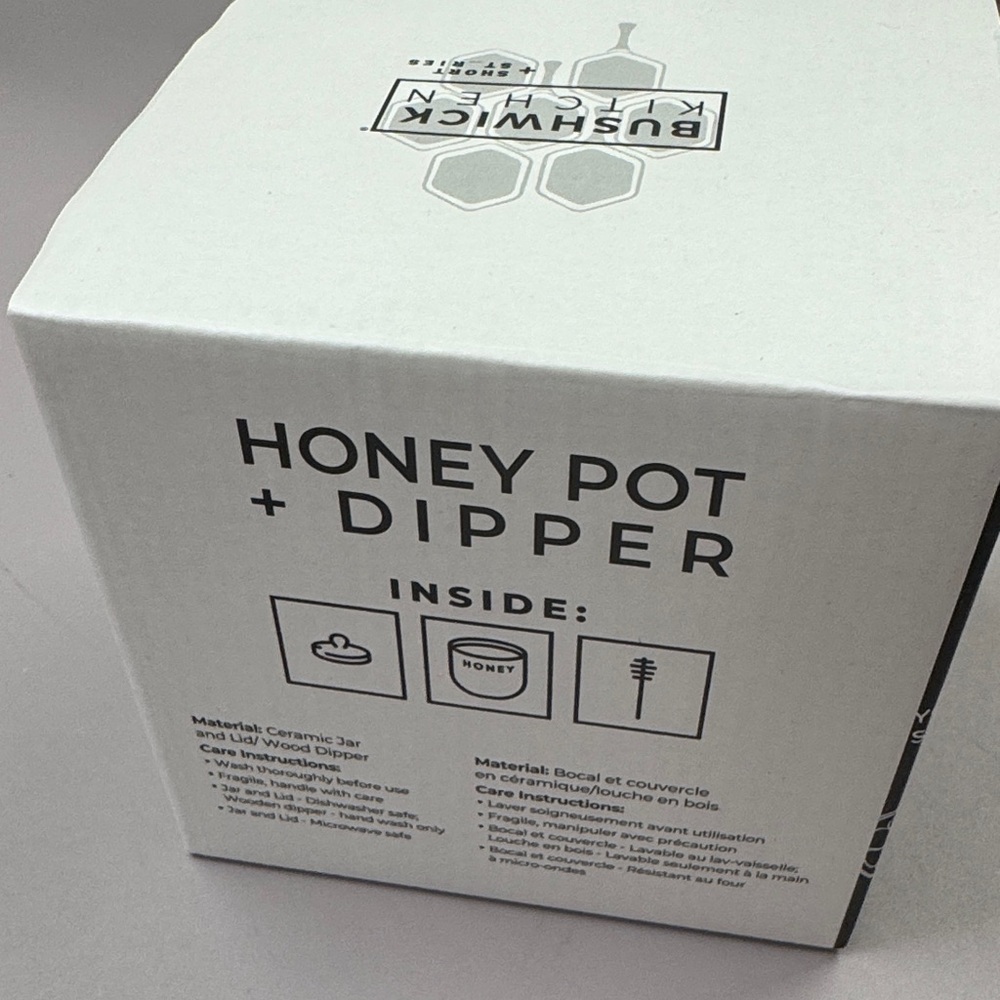 White Honey Pot with Dipper - Picture 5 of 6